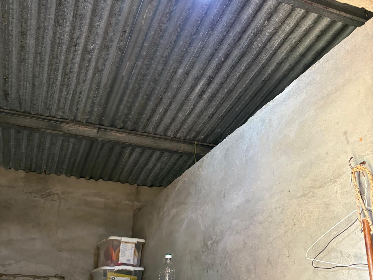 An LED light burning on the ceiling of a home.