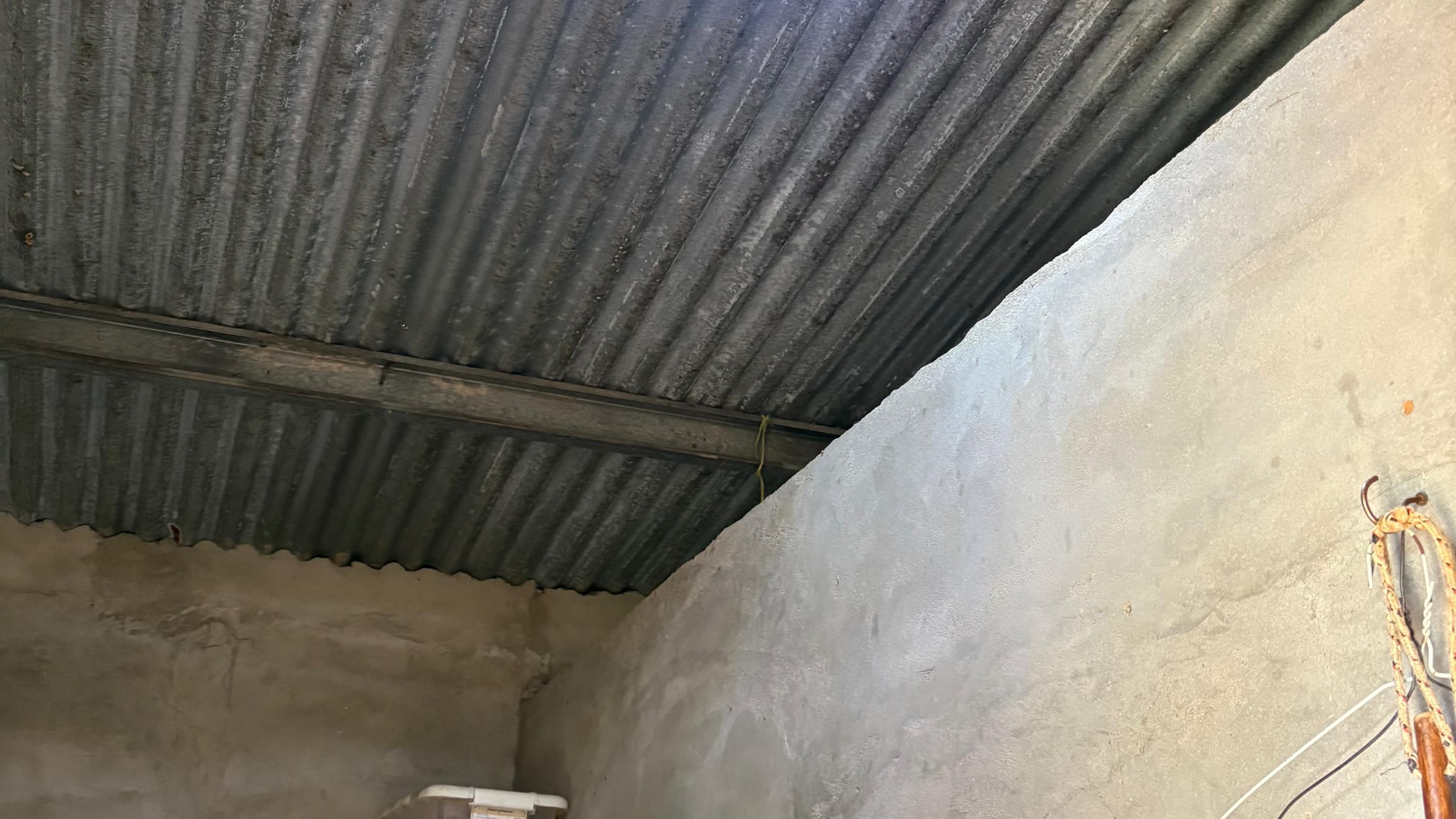 An LED light burning on the ceiling of a home.
