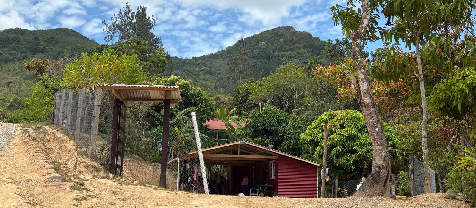 Houses along a dirt road in rural Panama.